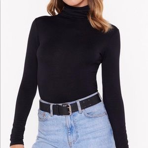 NASTY GAL BLACK TURTLENECK BODYSUIT